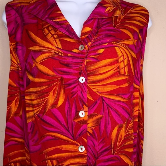 XL Vintage * READ Impressions Tropical Dress Fuchsia Orange Sleeveless Rayon - Picture 3 of 14